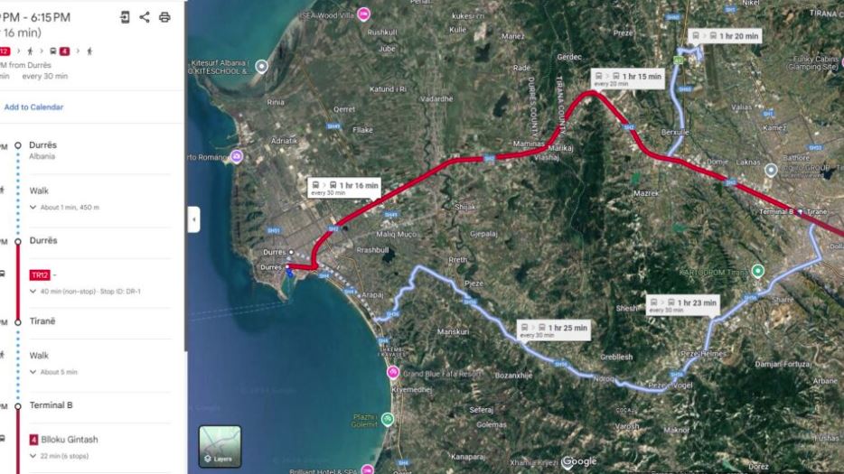 turizmi google maps transporti publikk