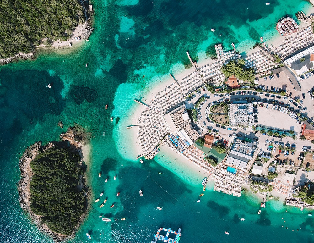 ksamil beaches aerial view